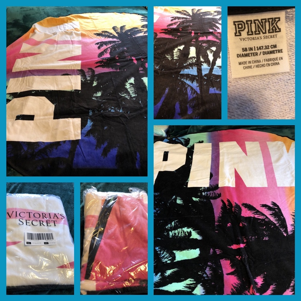 BNIP Pink VS Round Beach Towel/ Wrap - Picture 1 of 7